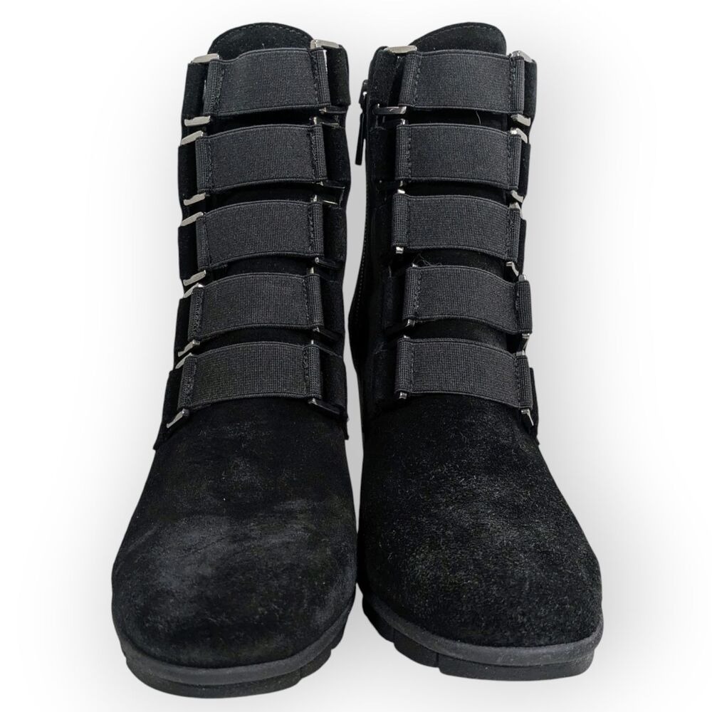 NEW The Flexx Women's Strap Tease Black Waterproof Suede Heeled Boot Size 6 M - Picture 7 of 8